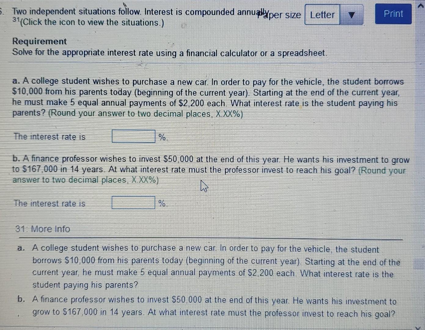 Solved Two Independent Situations Follow Interest Is Chegg