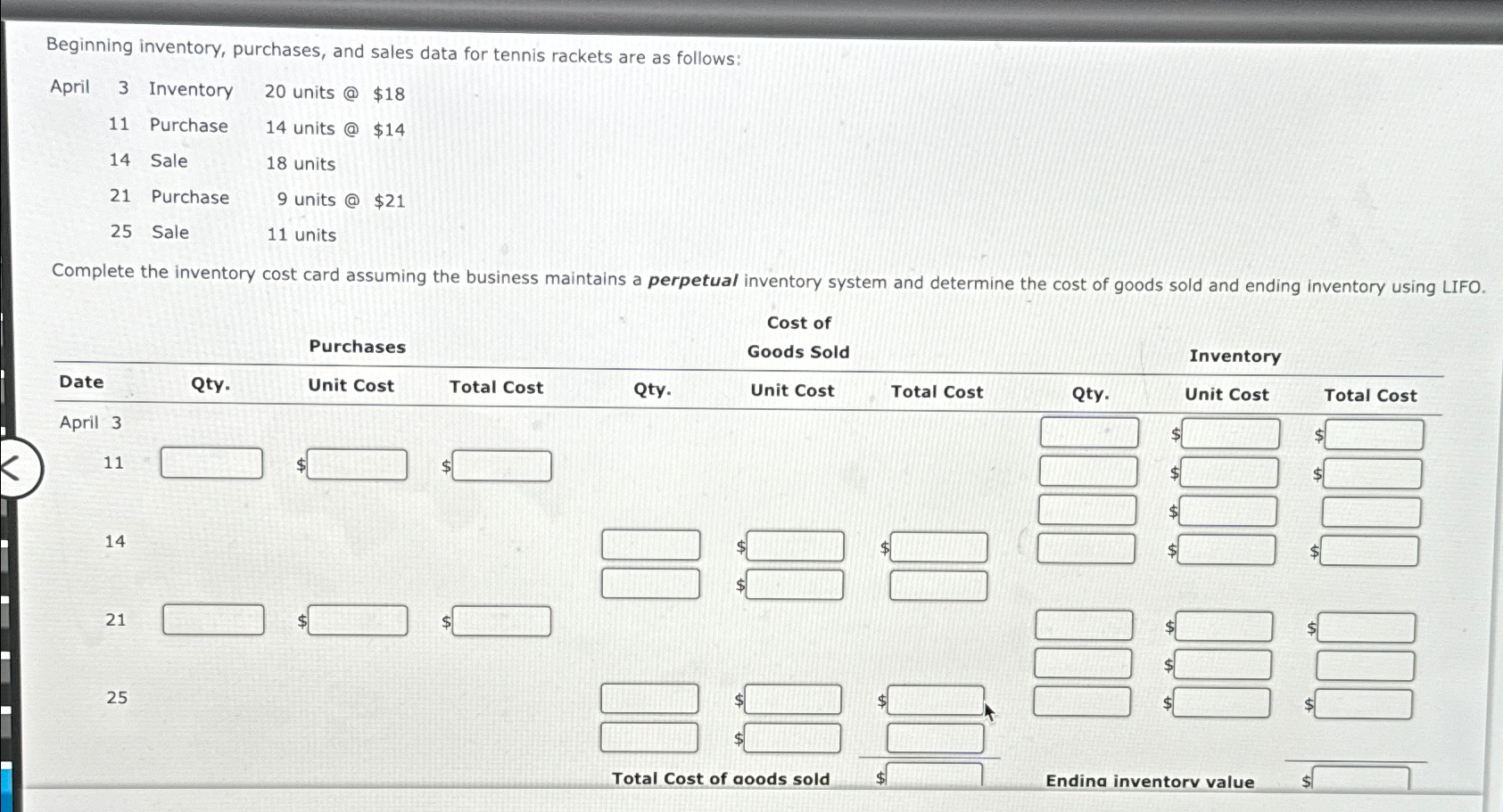 Solved Beginning Inventory Purchases And Sales Data For Chegg