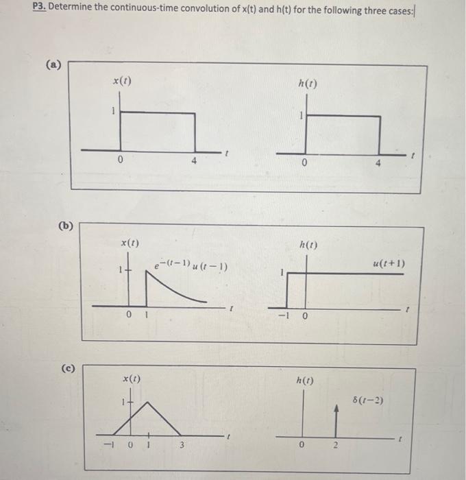 Solved P Determine The Continuous Time Convolution Of X T Chegg