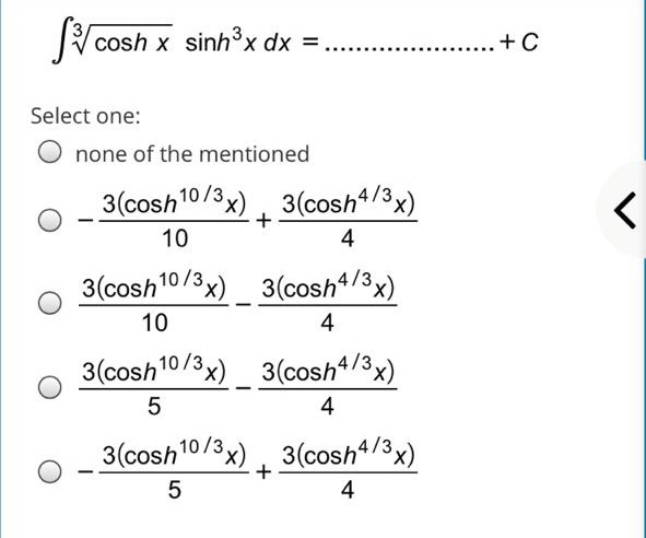 Solved Cosh X Sinhx Dx C