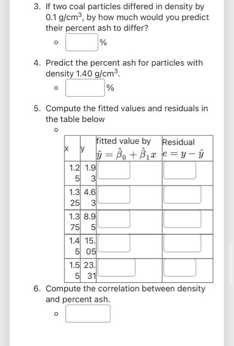 Solved The Processing Of Raw Coal Involves Washing In Chegg