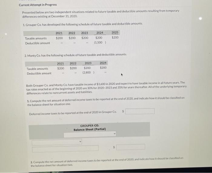 Solved Current Attempt In Progress Presented Below Are Two Chegg