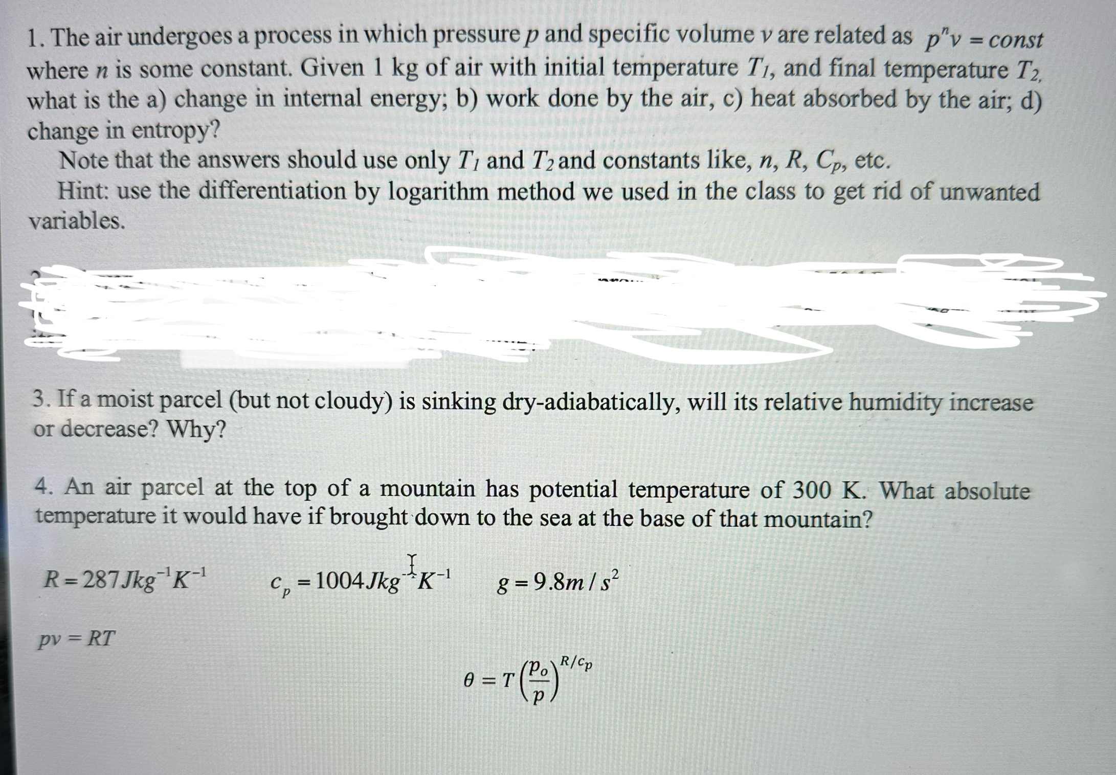 Solved The Air Undergoes A Process In Which Pressure P And Chegg