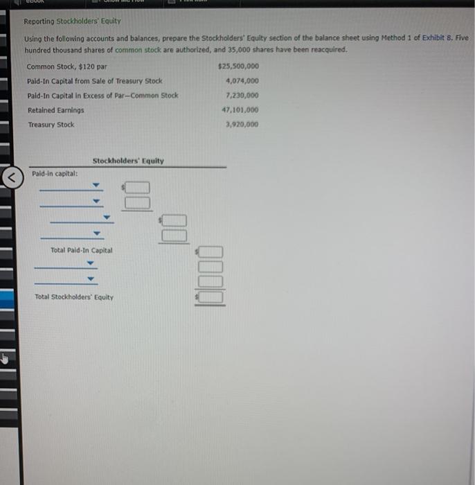 Solved Reporting Stockholders Equity Using The Following Chegg