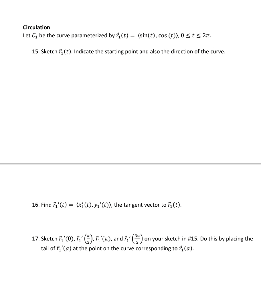 Solved CirculationLet C1 Be The Curve Parameterized By Chegg