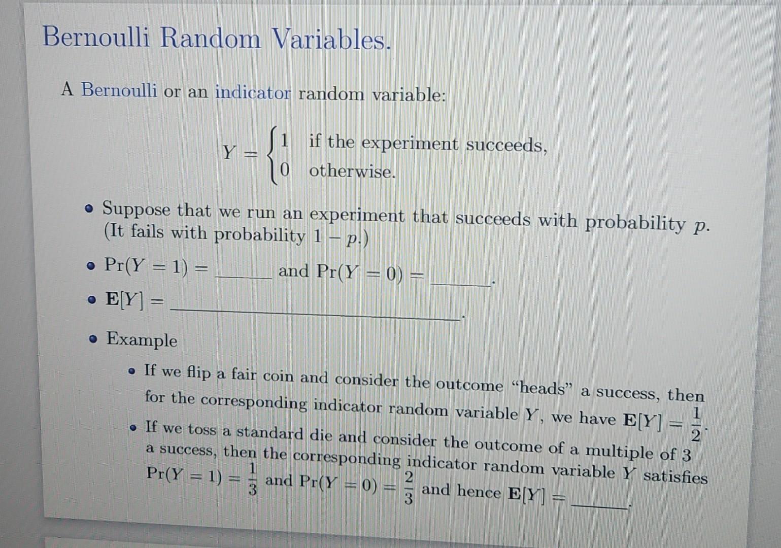 Solved Bernoulli Random Variables A Bernoulli Or An Chegg