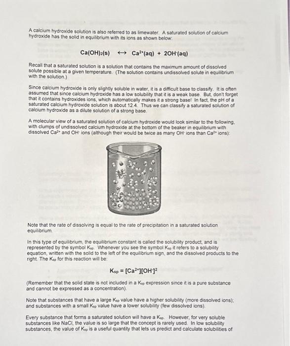 The Ksp Of Calcium Hydroxide By Titration Of Hcl Chegg