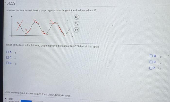 Solved 1 4 39 Which Of The Lines In The Following Graph Chegg