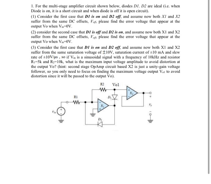 Solved For The Multi Stage Amplifier Circuit Shown Below Chegg