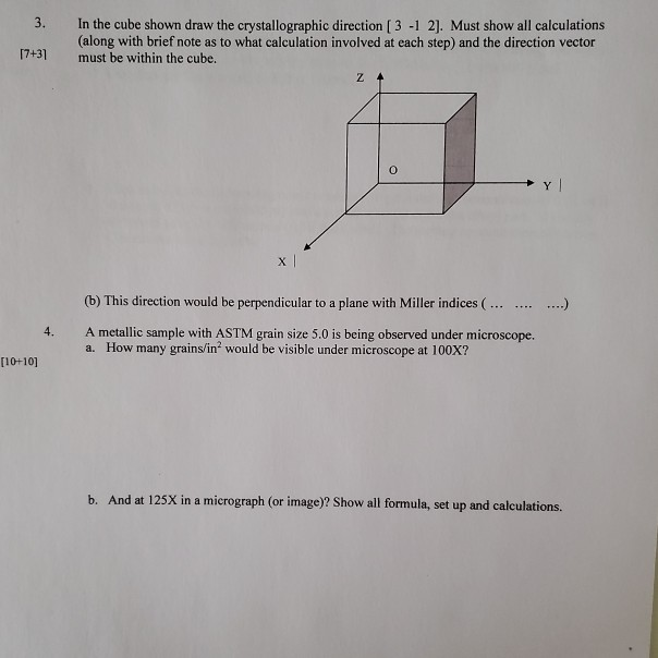 Solved 3 In The Cube Shown Draw The Crystallographic Chegg