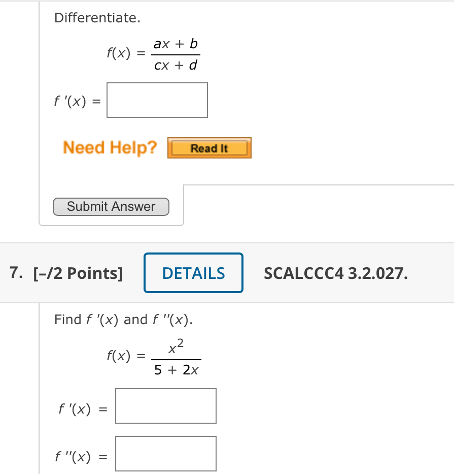 Solved Differentiate F X Ax Bcx Df X Need Help 2 Chegg