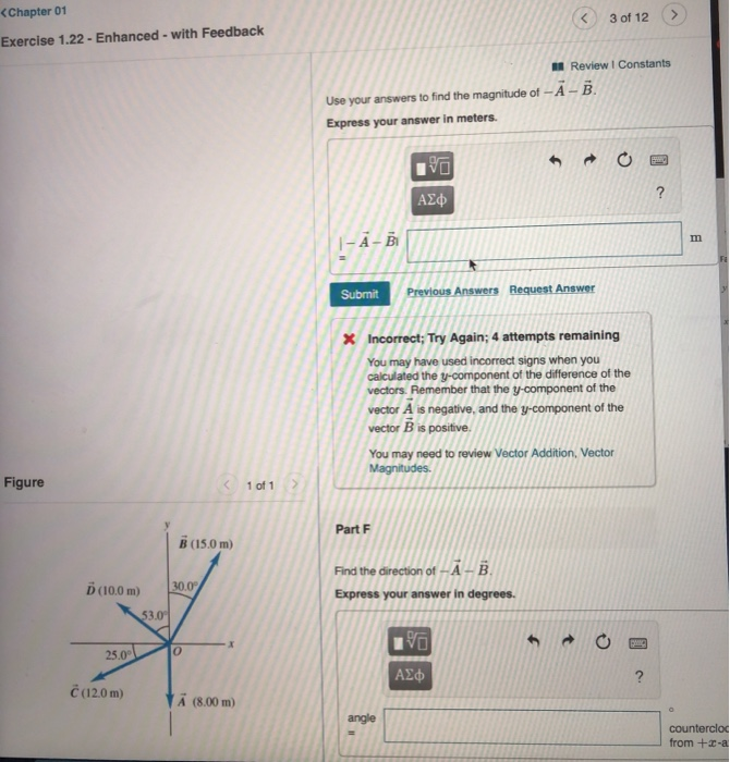 Solved A Review Constants Part A For The Vectors A And B Chegg