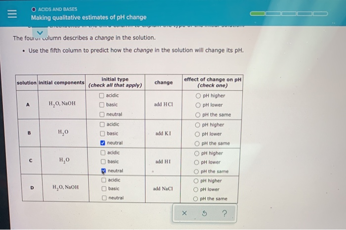 Solved O Acids And Bases Making Qualitative Estimates Of Ph Chegg