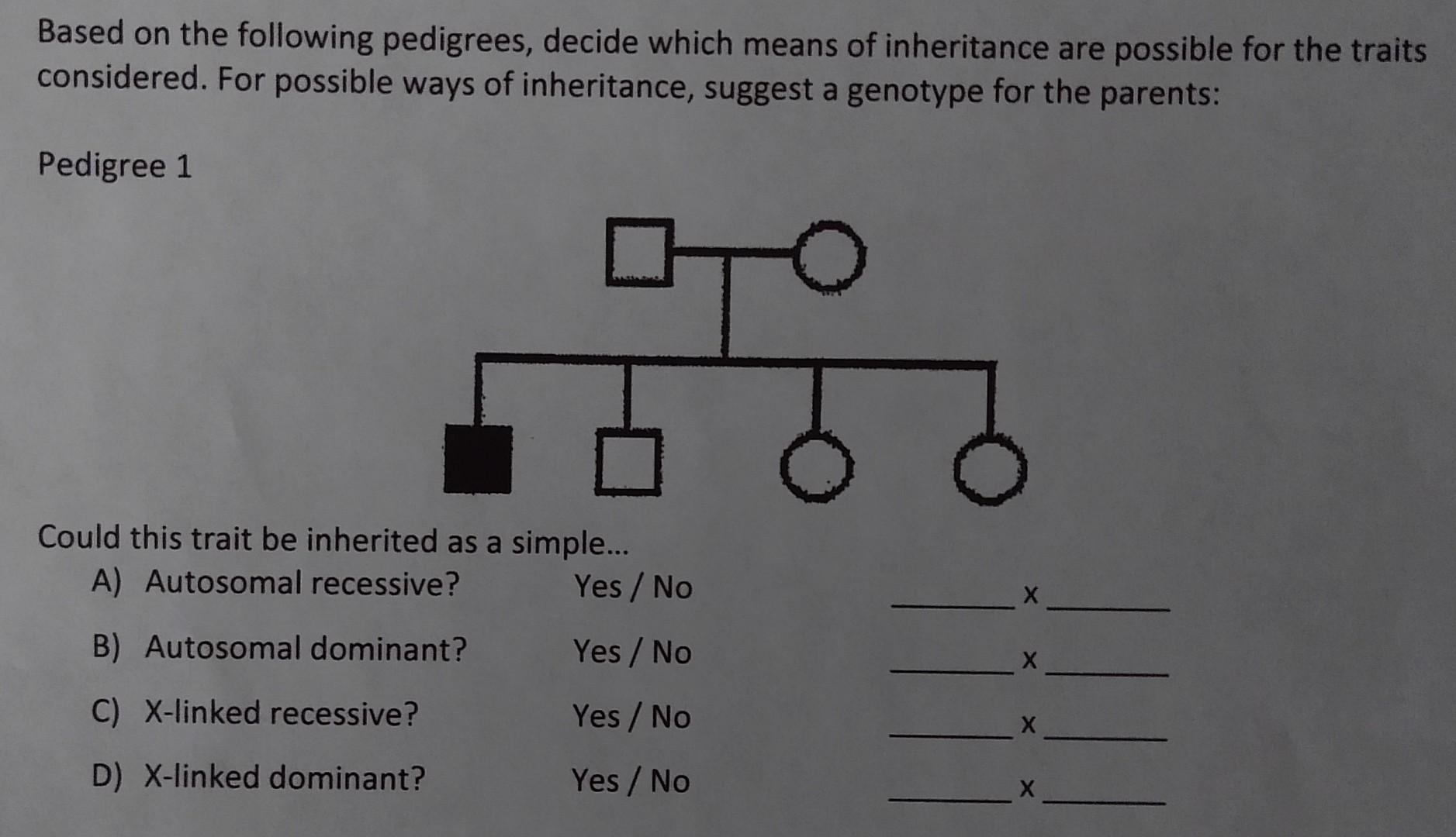 Solved Based On The Following Pedigrees Decide Which Means Chegg