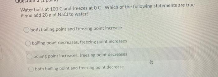 Solved Water Boils At C And Freezes At C Which Of The Chegg