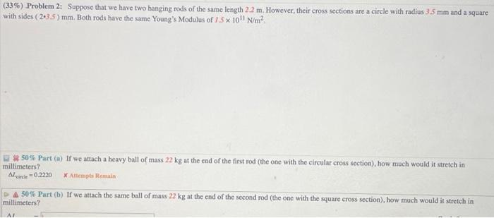 Solved 33 Problem 2 Suppose That We Have Two Hanging Chegg