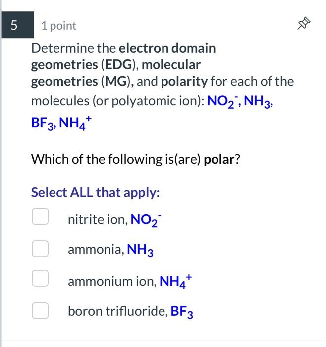 Overall Molecular Dipole Moment Therefore Thewhich Chegg