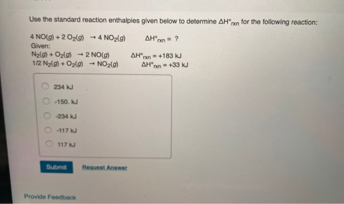 Solved Use The Standard Reaction Enthalpies Given Below To Chegg