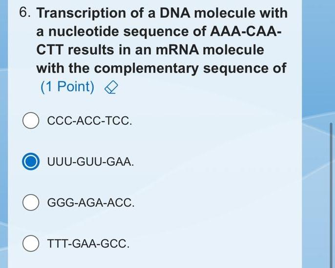 Solved Transcription Of A Dna Molecule With A Nucleotide Chegg