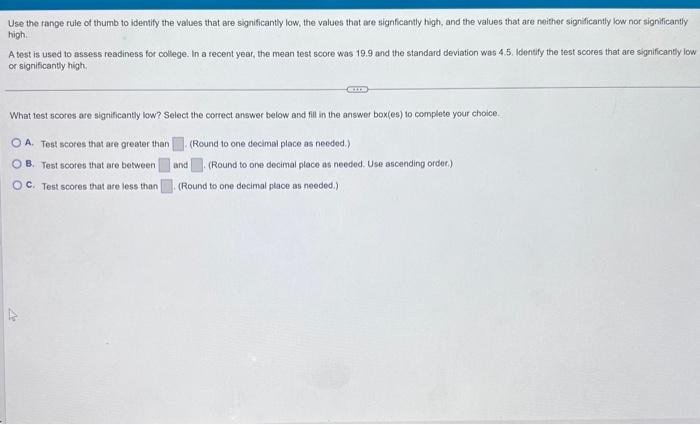 Solved Use The Range Rule Of Thumb To Identify The Values Chegg