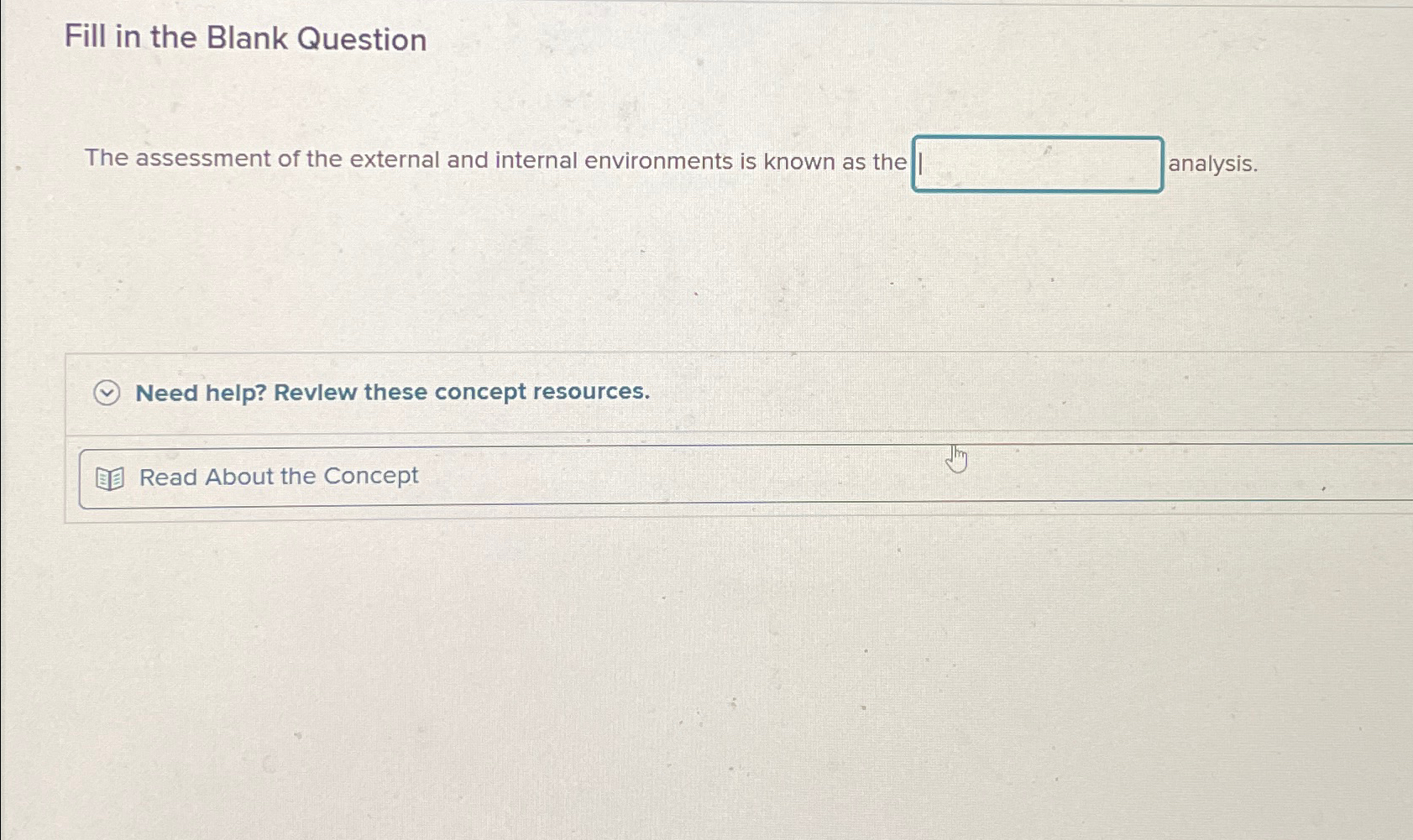 Solved Fill In The Blank Questionthe Assessment Of The Chegg