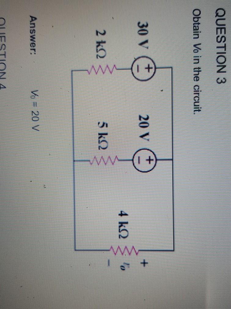 Solved Question Obtain Vo In The Circuit V V Ko Chegg