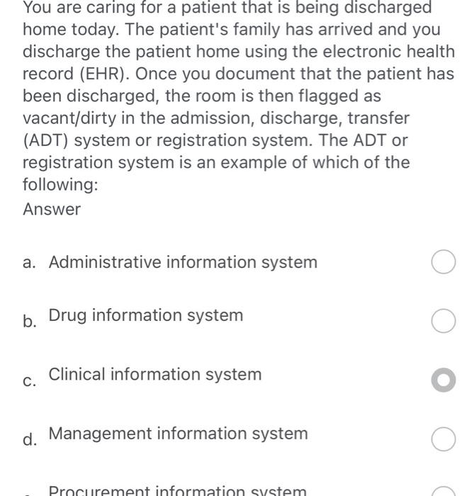 Solved You Are Caring For A Patient That Is Being Discharged Chegg