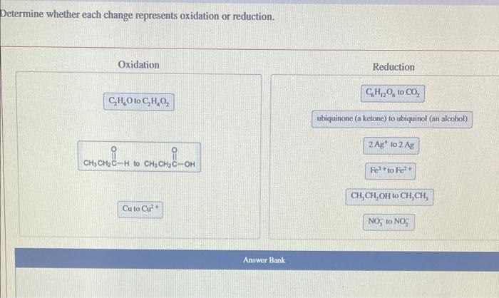 Solved Determine Whether Each Change Represents Oxidation Or Chegg