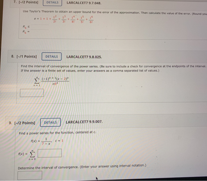 Solved 7 12 Points DETAILS LARCALCET7 9 7 048 Use Chegg