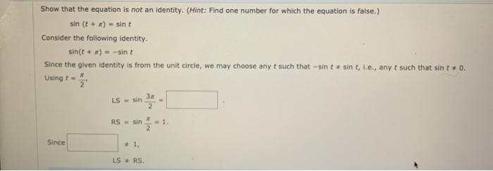 Solved Show That The Equation Is Not An Identity Hint Chegg