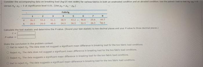 Solved Consider The Accompanying Data On Breaking Load Chegg