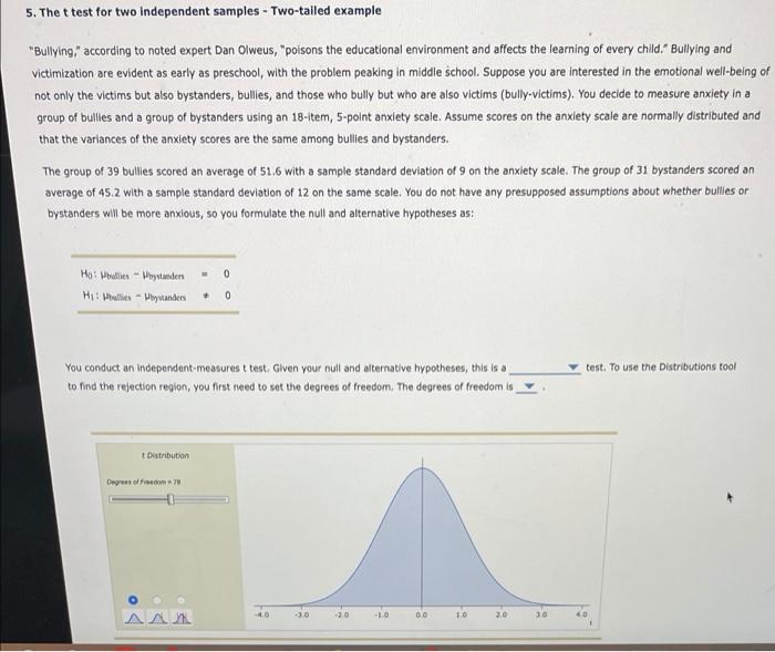 Solved The T Test For Two Independent Samples Chegg