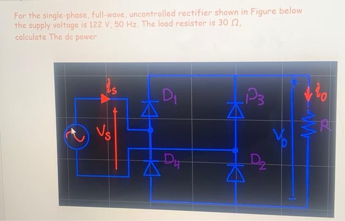 Solved For The Single Phase Full Wave Uncontrolled Chegg