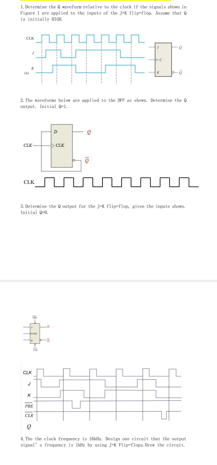 Solved Determine The Q Waveform Relative To The Clock If Chegg