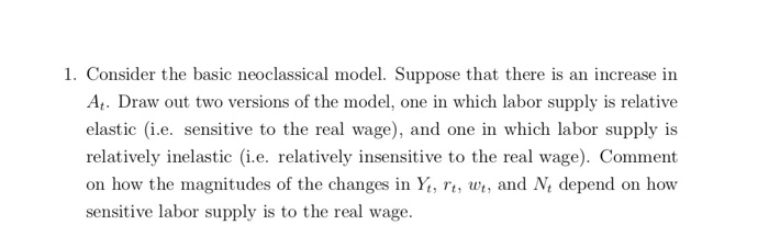 Solved 1 Consider The Basic Neoclassical Model Suppose Chegg