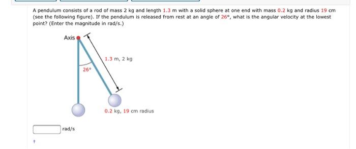 A Pendulum Consists Of A Rod Of Mass Kg And Length Chegg