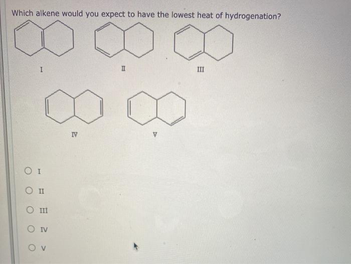 Solved Which Alkene Would You Expect To Have The Lowest Heat Chegg