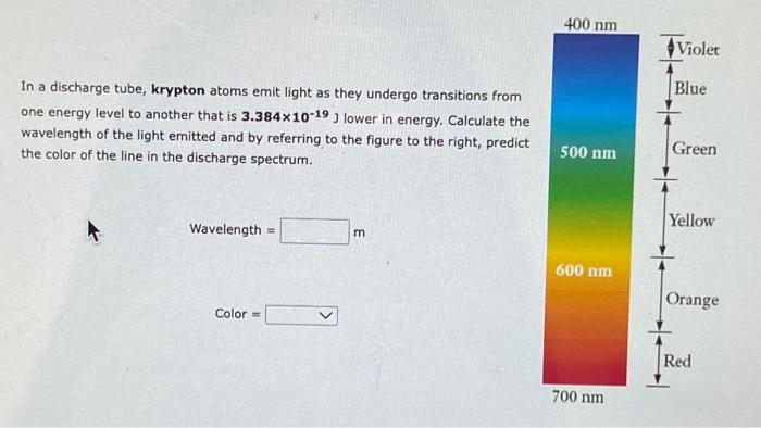 Solved Nm Violet Blue In A Discharge Tube Krypton Atoms Chegg