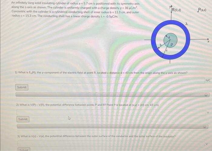 Solved An Infinitely Long Solid Insulating Cylinder Of Chegg
