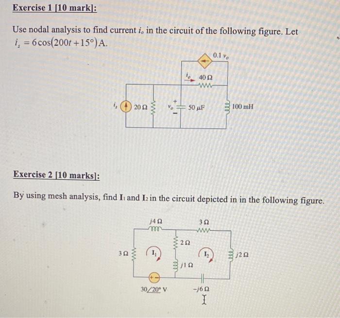 Solved Exercise Mark Use Nodal Analysis To Find Chegg