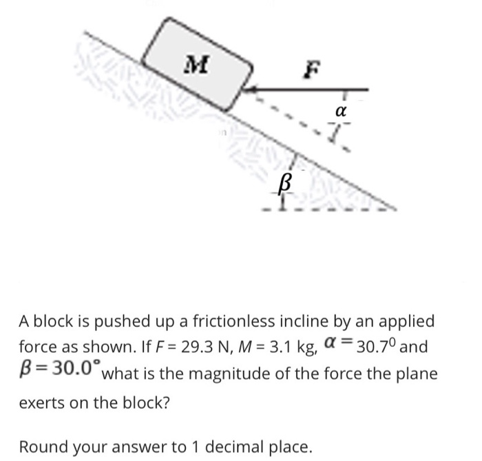 Solved M A T A Block Is Pushed Up A Frictionless Incline Chegg