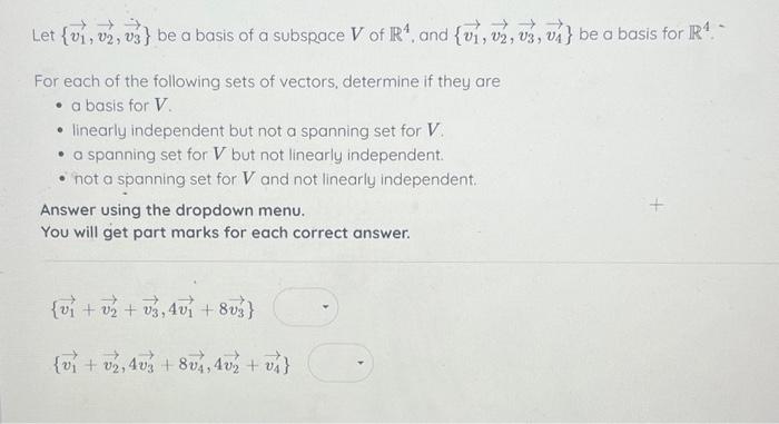 Let V V V Be A Basis Of A Subspace V Of R And Chegg