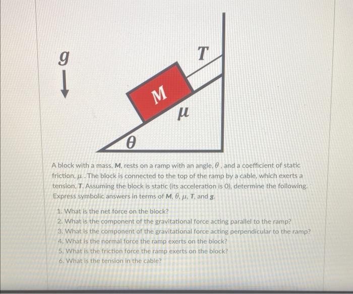 Solved G T M M A Block With A Mass M Rests On A Ramp Chegg