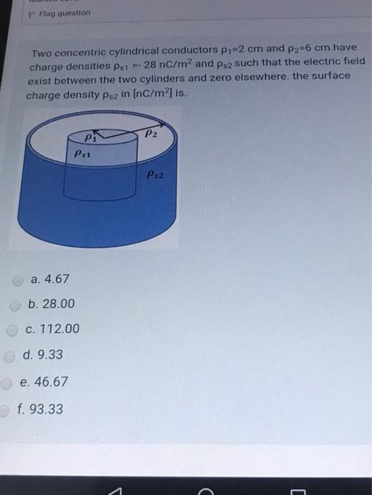 Solved P Flag Question Two Concentric Cylindrical Conductors Chegg