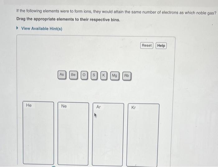 Solved If The Following Elements Were To Form Ions They Chegg