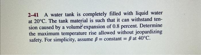 Solved A Water Tank Is Completely Filled With Liquid Chegg