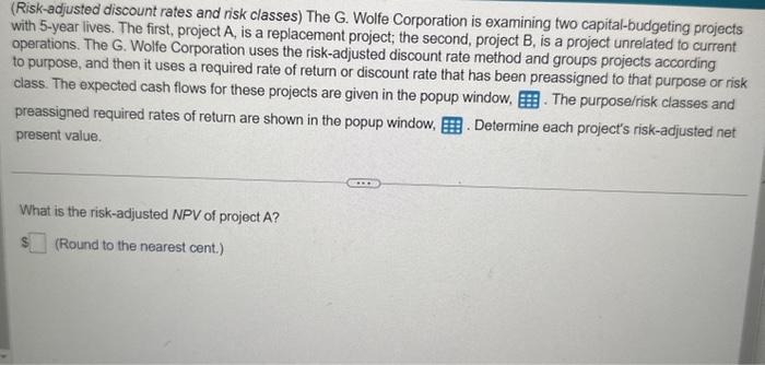 Solved Risk Adjusted Discount Rates And Risk Classes The Chegg