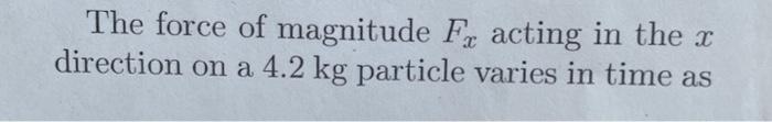 Solved The Force Of Magnitude Fx Acting In The X Direction Chegg