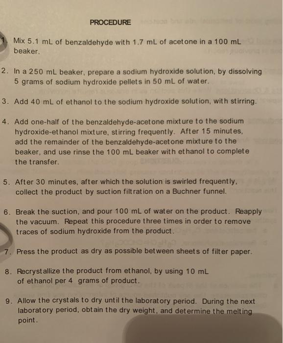 Solved The Preparation Of Dibenzalacetone By Aldol Chegg