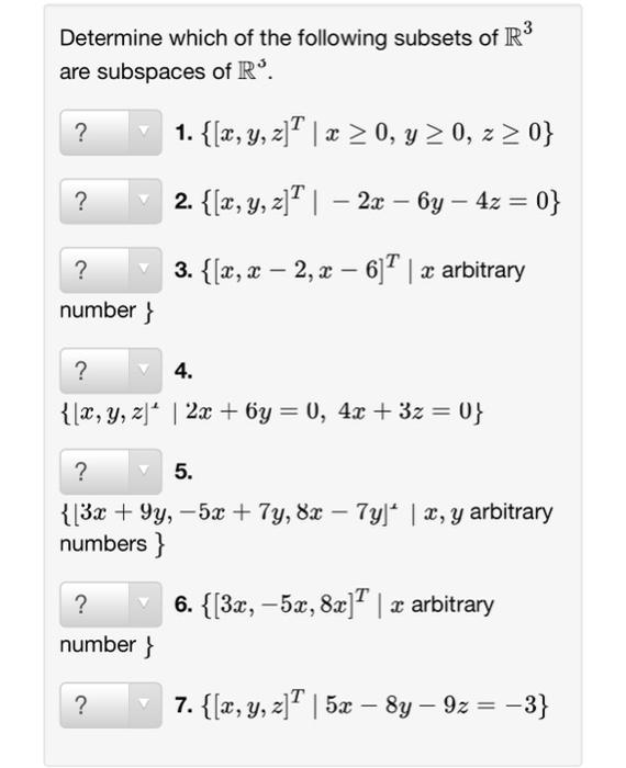 Solved Determine Which Of The Following Subsets Of R3 Are Chegg